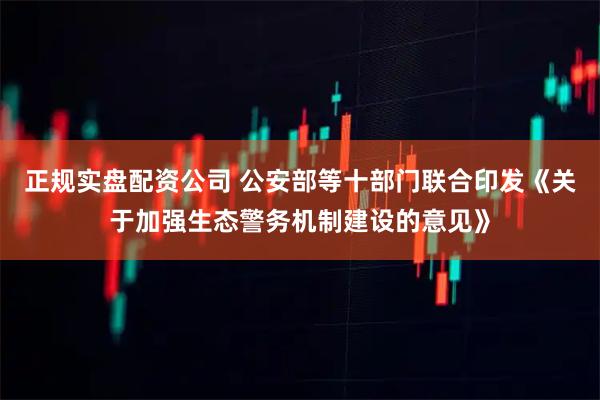 正规实盘配资公司 公安部等十部门联合印发《关于加强生态警务机制建设的意见》